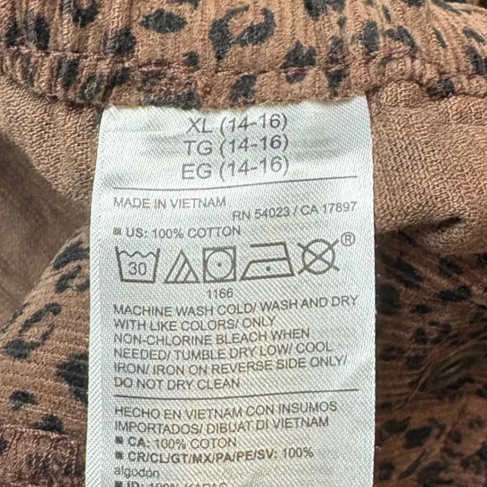 Old Navy Kids XL 14-16 Leopard Print Corduroy Mini‎ Skirt Brown Black Cotton